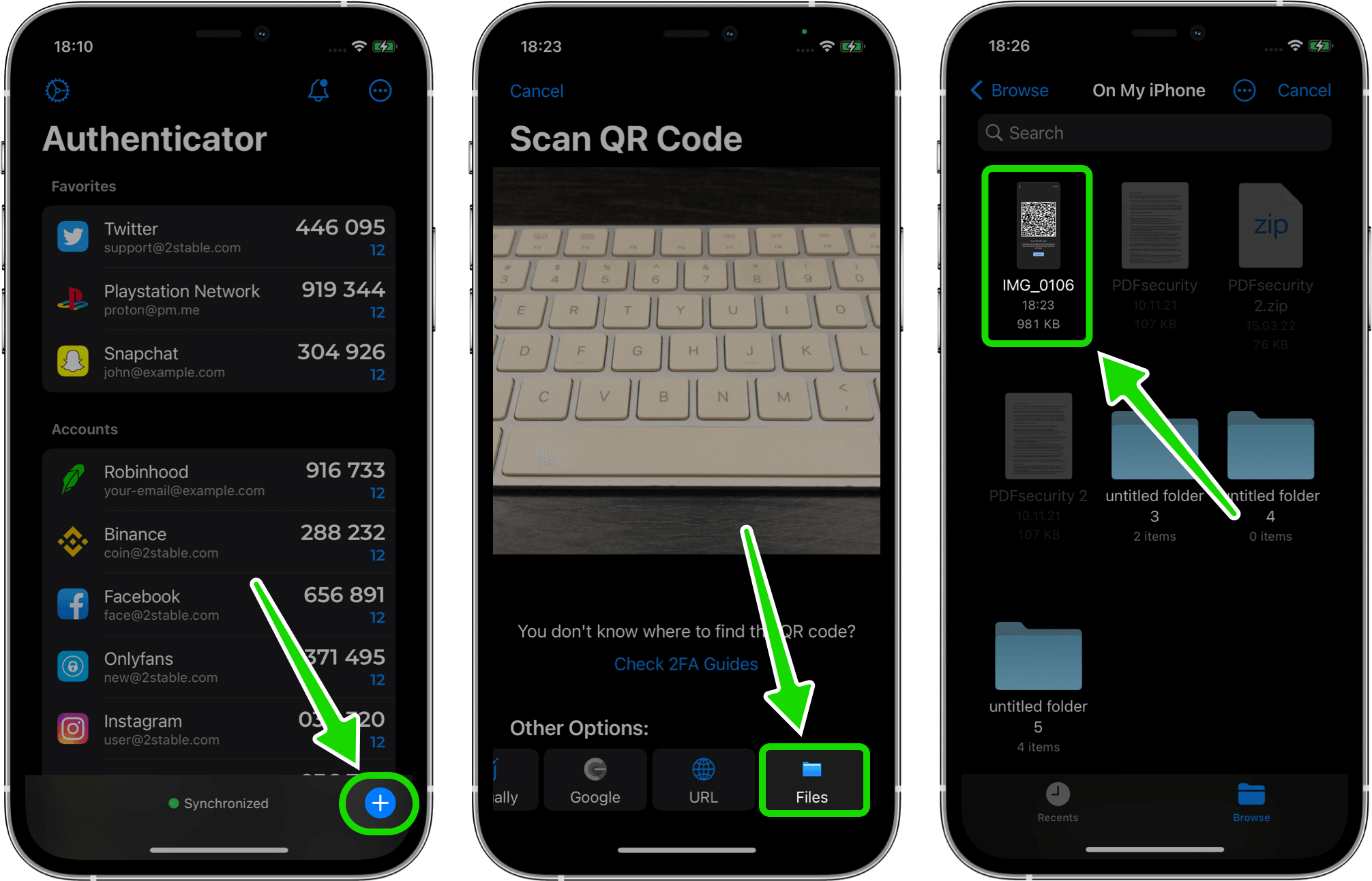 Import Google Authenticator screenshot from Files 